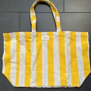 Sezane yellow stripe tote canvas bag